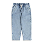 Baby Boys Light Blue Cotton Blend Washed Denim Pant Regular Fit Casual Wear