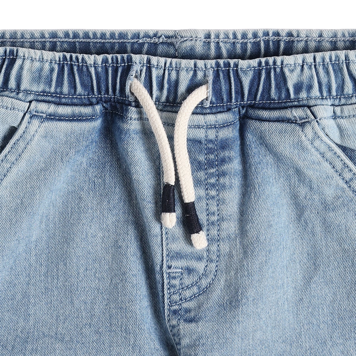 Baby Boys Light Blue Cotton Blend Washed Denim Pant Regular Fit Casual Wear