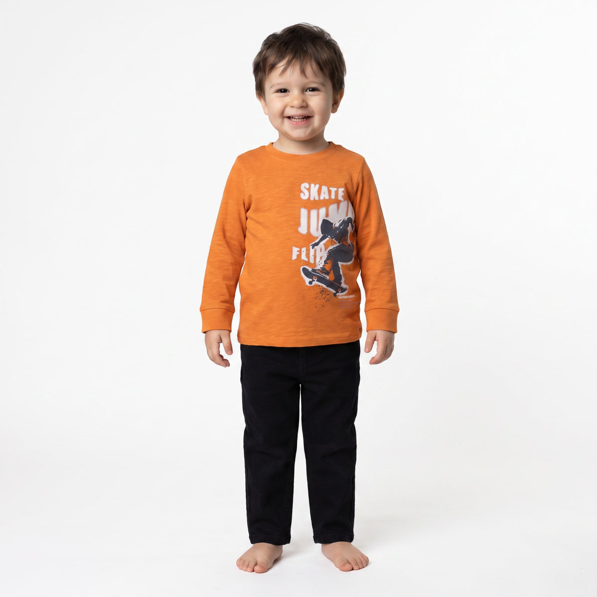 Boys Black Cotton Blend Denim Pants Regular Fit Casual Kids Bottoms