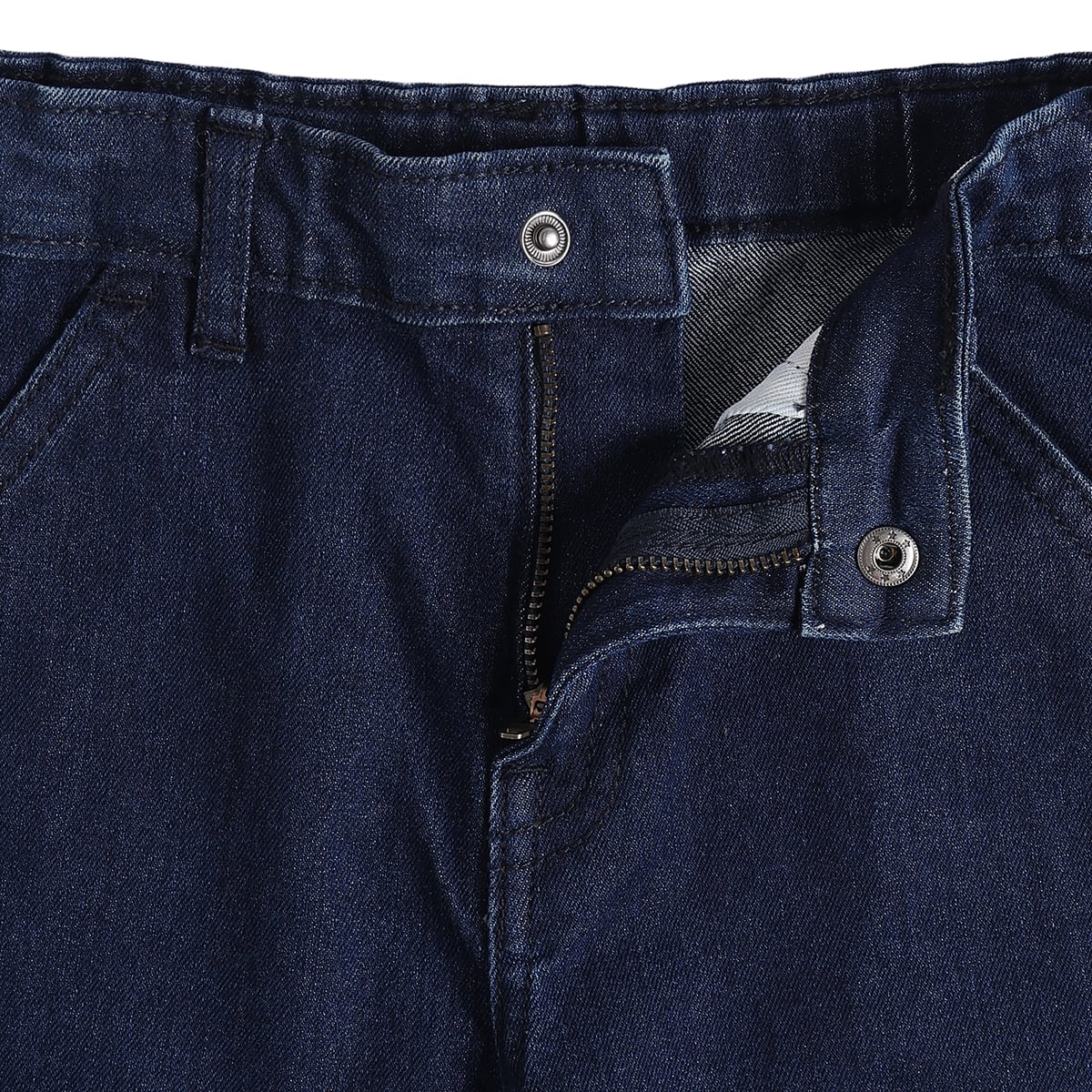 Baby Boys Dark Blue Cotton Blend Solid Denim Cargo Pant Regular Fit Casual Wear