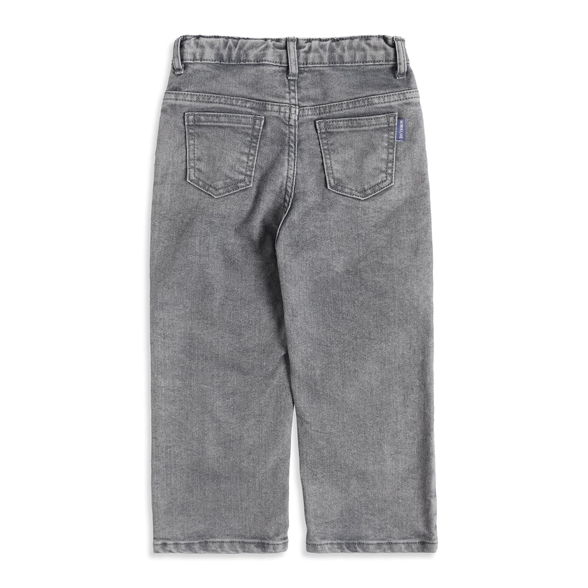 Baby Boys Grey Cotton Blend Washed Denim Pants Regular Fit Casual Wear
