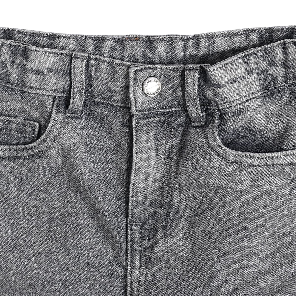 Baby Boys Grey Cotton Blend Washed Denim Pants Regular Fit Casual Wear