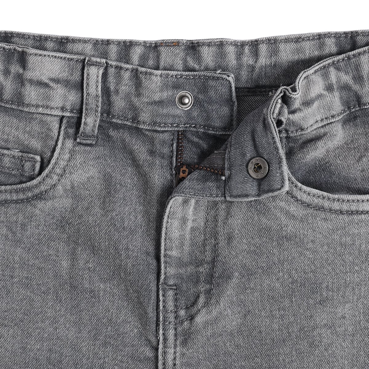 Baby Boys Grey Cotton Blend Washed Denim Pants Regular Fit Casual Wear