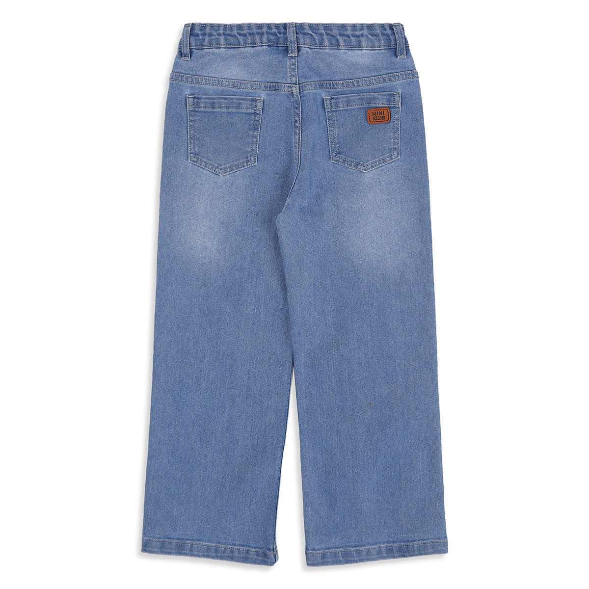 Boys Light Blue Cotton Blend Wide Leg Denim Pant Relaxed Fit