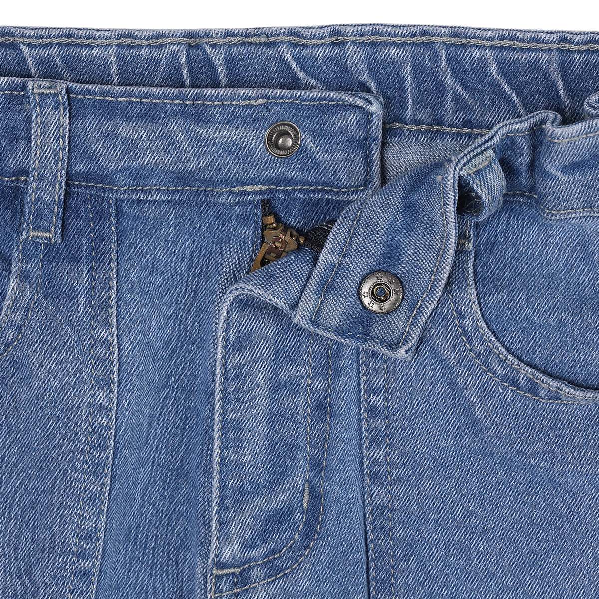 Boys Light Blue Cotton Blend Wide Leg Denim Pant Relaxed Fit