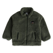 Boys Olive Green Polyester Fleece Jacket Regular Winter Wear