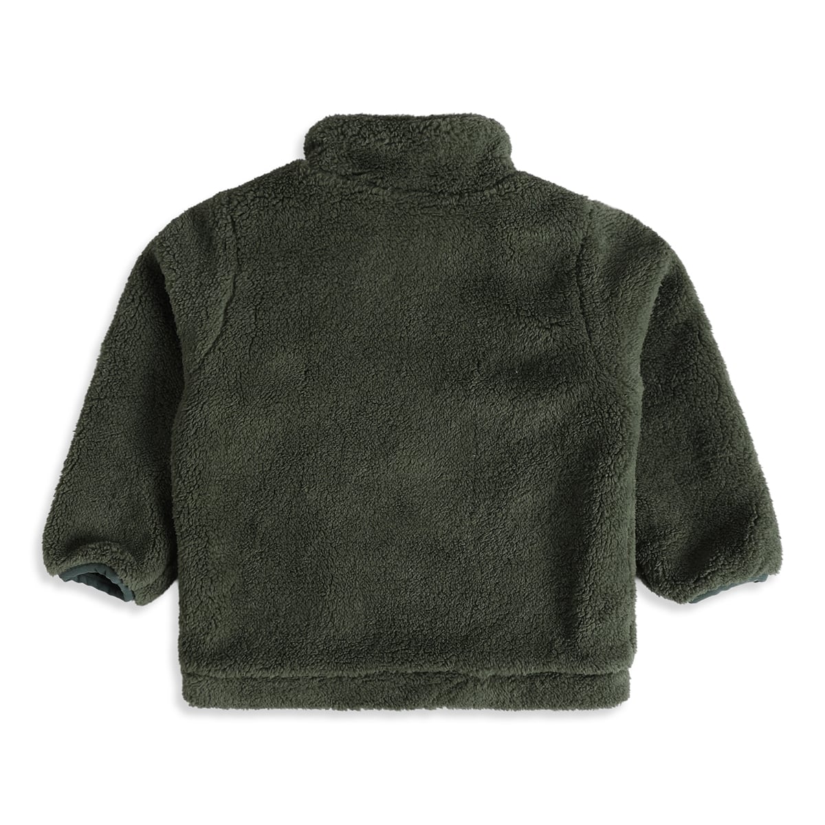 Boys Olive Green Polyester Fleece Jacket Regular Winter Wear