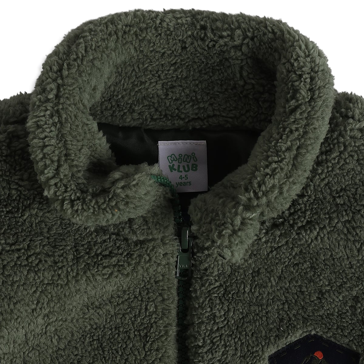 Boys Olive Green Polyester Fleece Jacket Regular Winter Wear