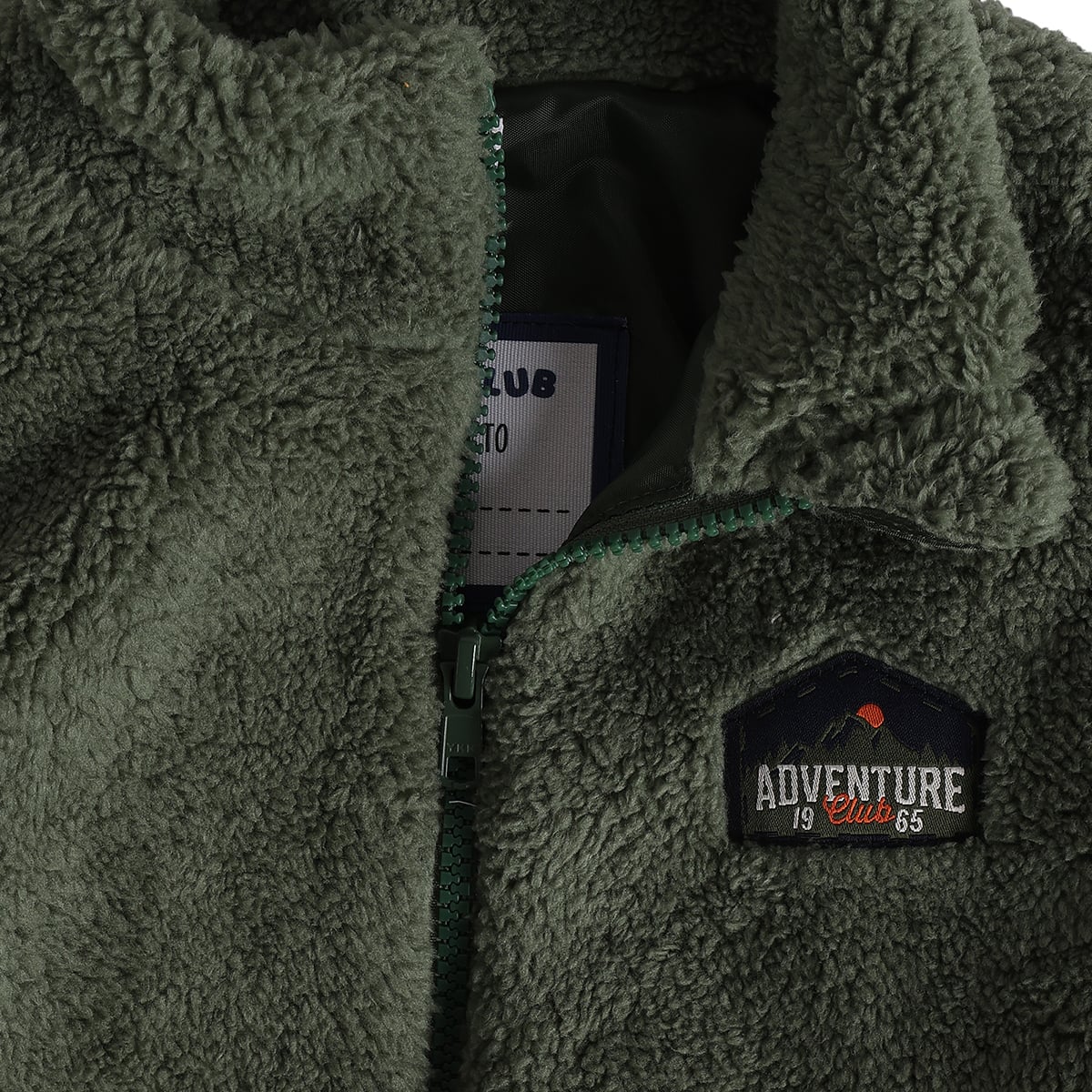 Boys Olive Green Polyester Fleece Jacket Regular Winter Wear