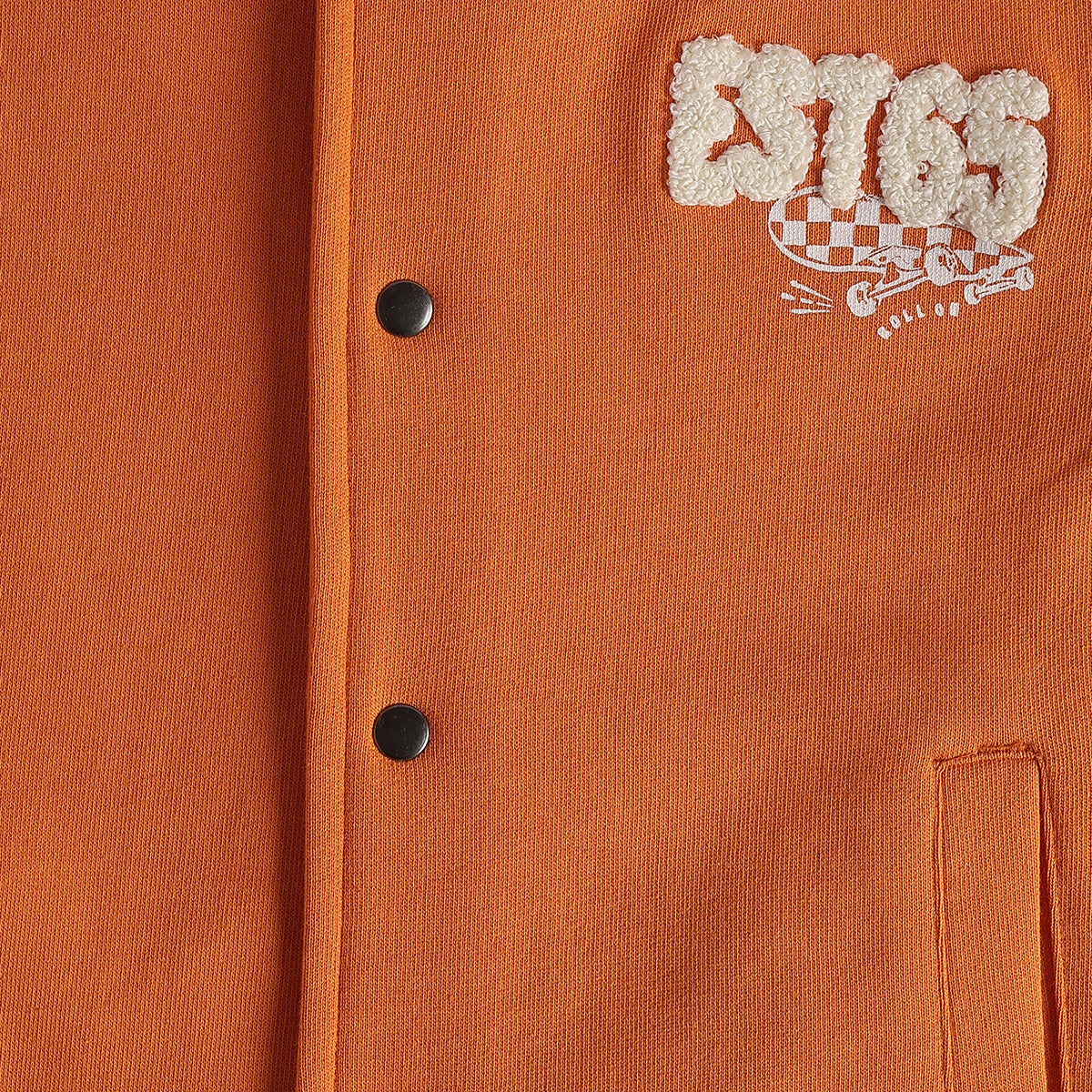 Boys Rust and Cream Varsity Jacket with Skateboard Detail Casual Wear