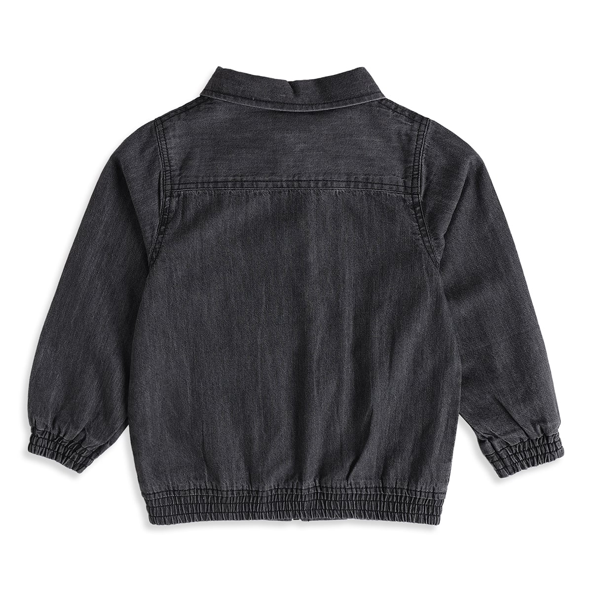 Boys Black Cotton Denim Jacket Regular Fit Casual Wear