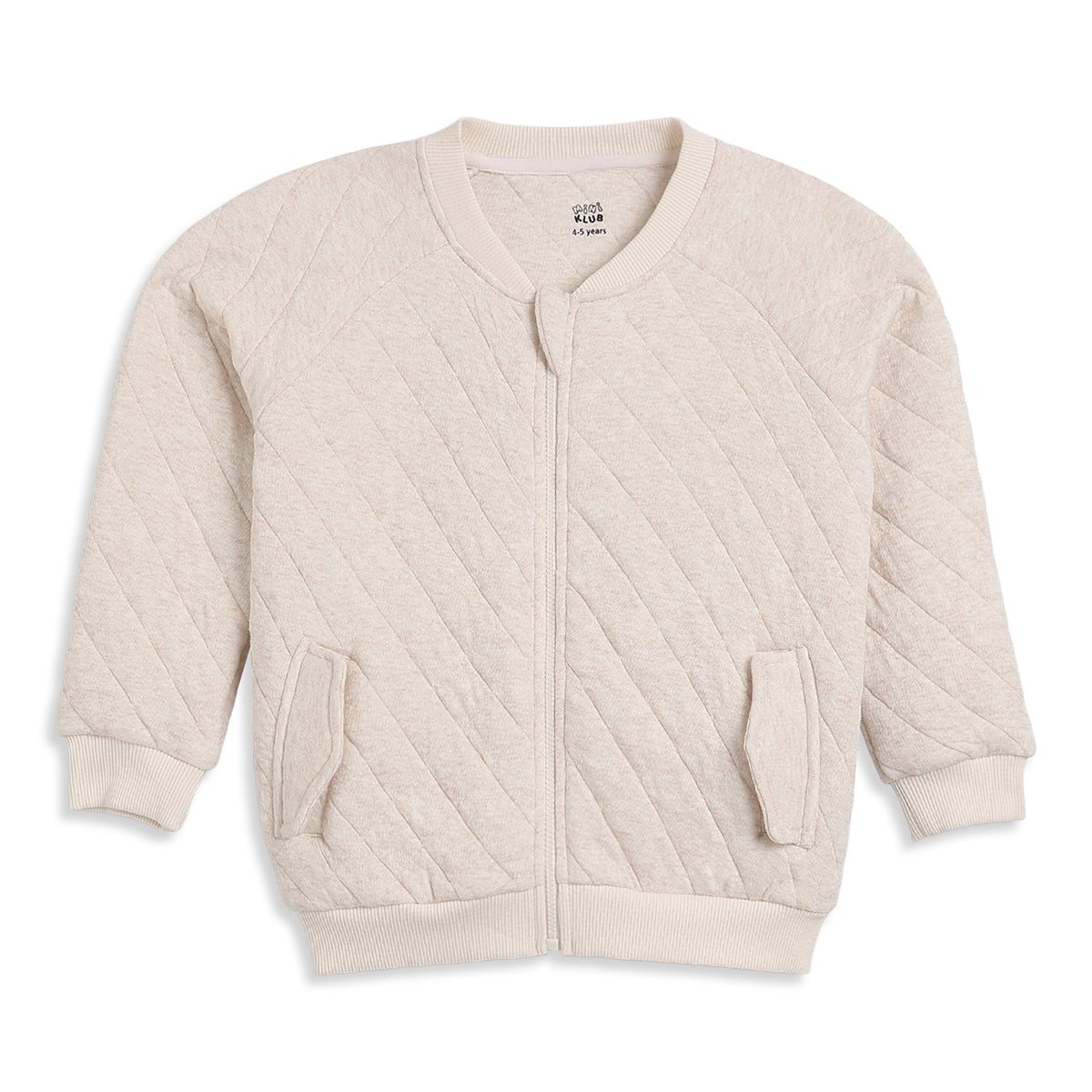 Boys Beige Cotton Blend Quilted Jacket Regular Fit Winter Wear