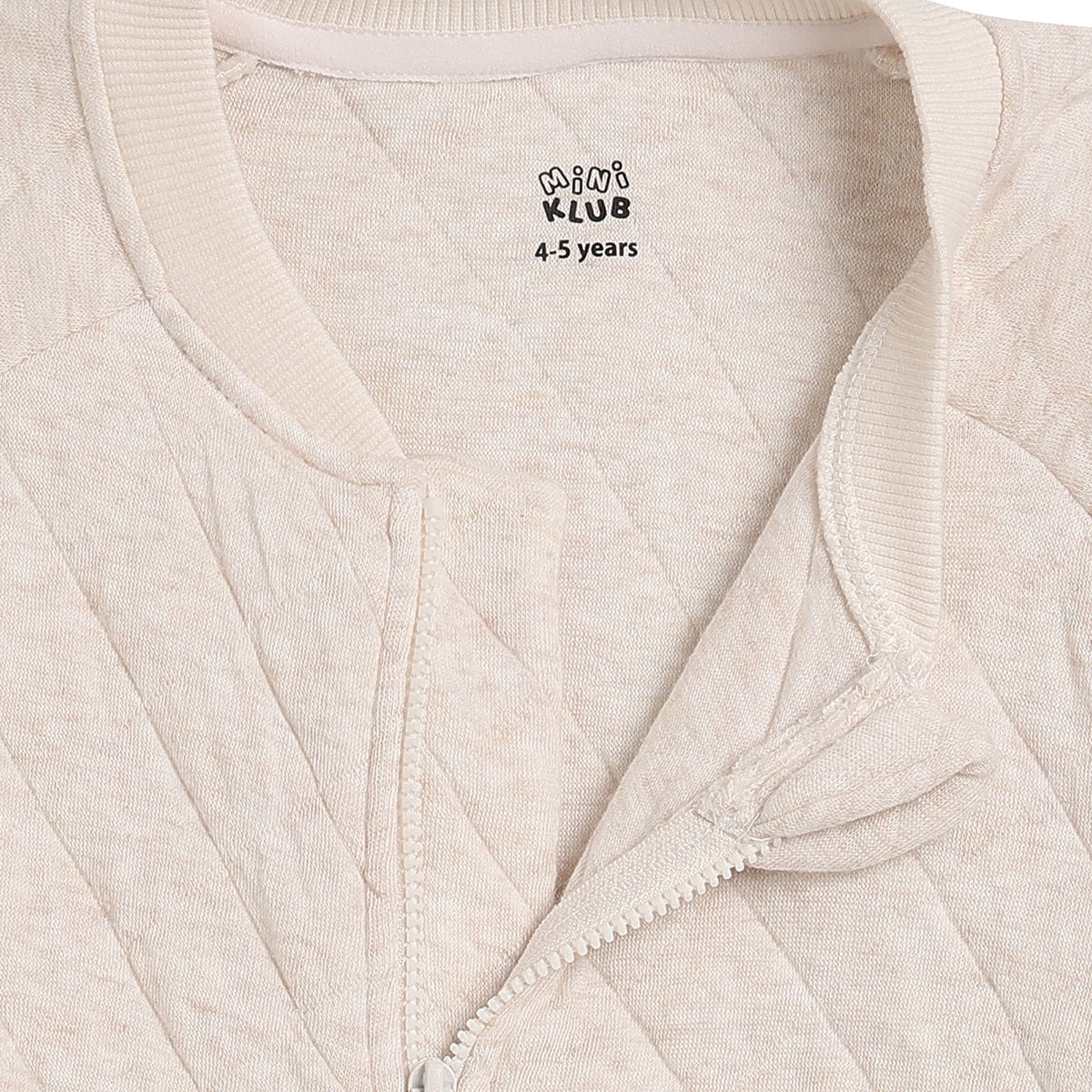 Boys Beige Cotton Blend Quilted Jacket Regular Fit Winter Wear