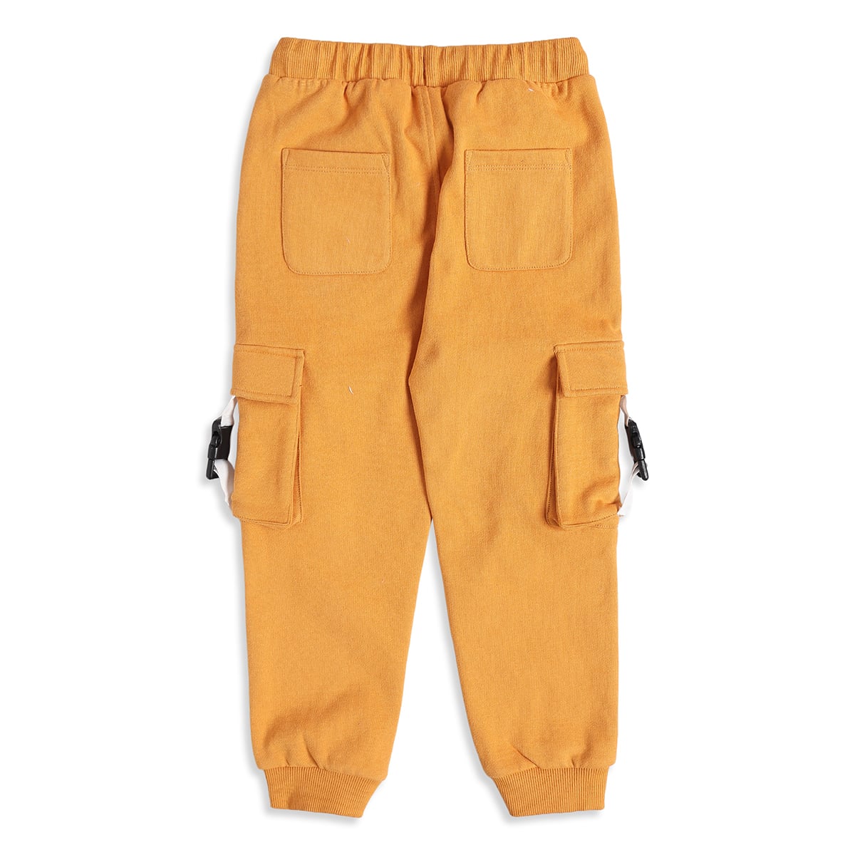 Baby Boys Mustard Cotton Blend Cargo Jogger Pants with Badge Detail Regular Fit Casual Wear