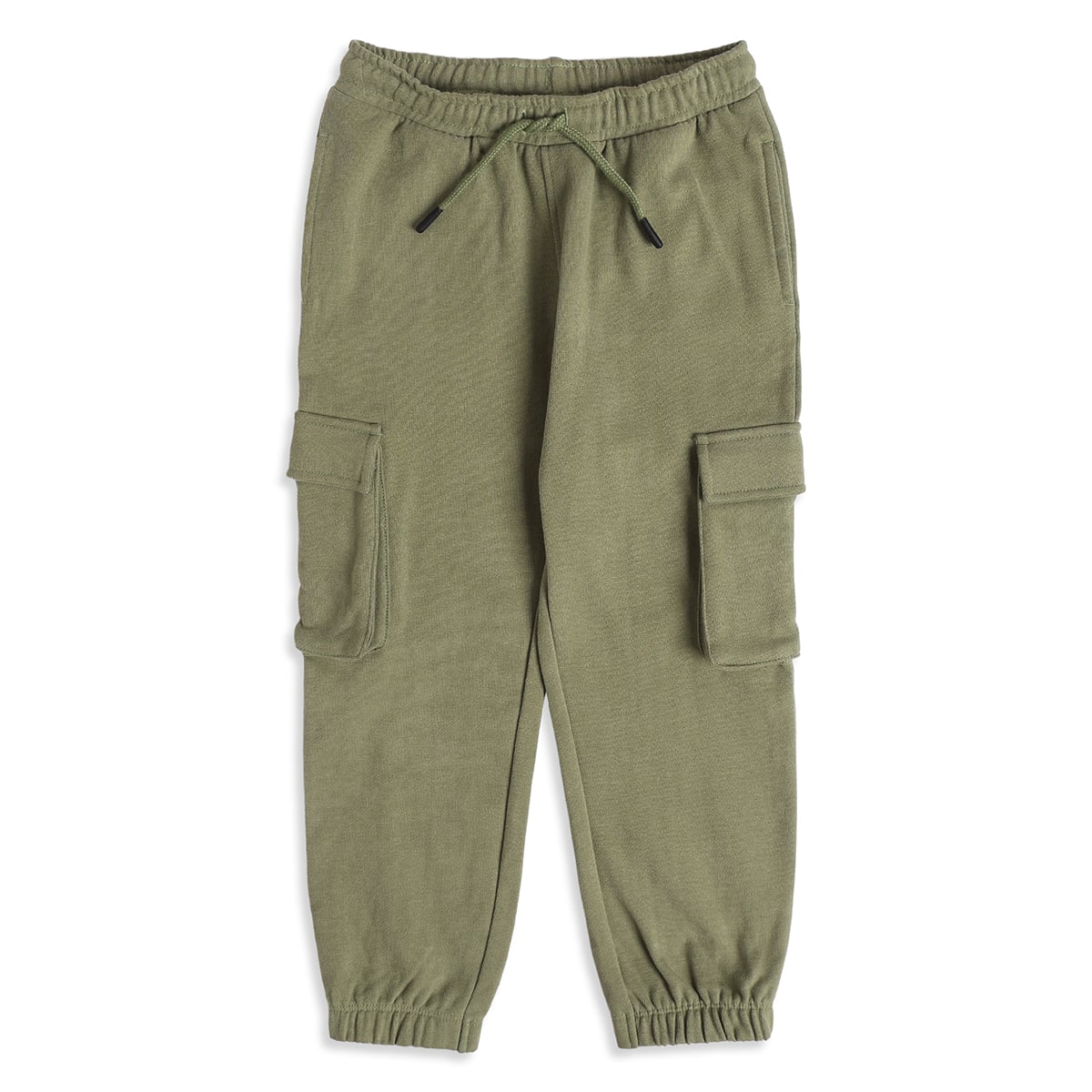 Baby Boys Olive Green Cotton Blend Cargo Jogger Pants Regular Fit Casual Wear