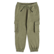 Baby Boys Olive Green Cotton Blend Cargo Jogger Pants Regular Fit Casual Wear