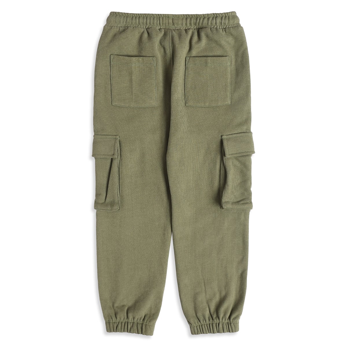 Baby Boys Olive Green Cotton Blend Cargo Jogger Pants Regular Fit Casual Wear