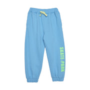Boys Sky Blue Cotton Skate Print Jogger Pants Regular Fit Casual Kids Bottoms