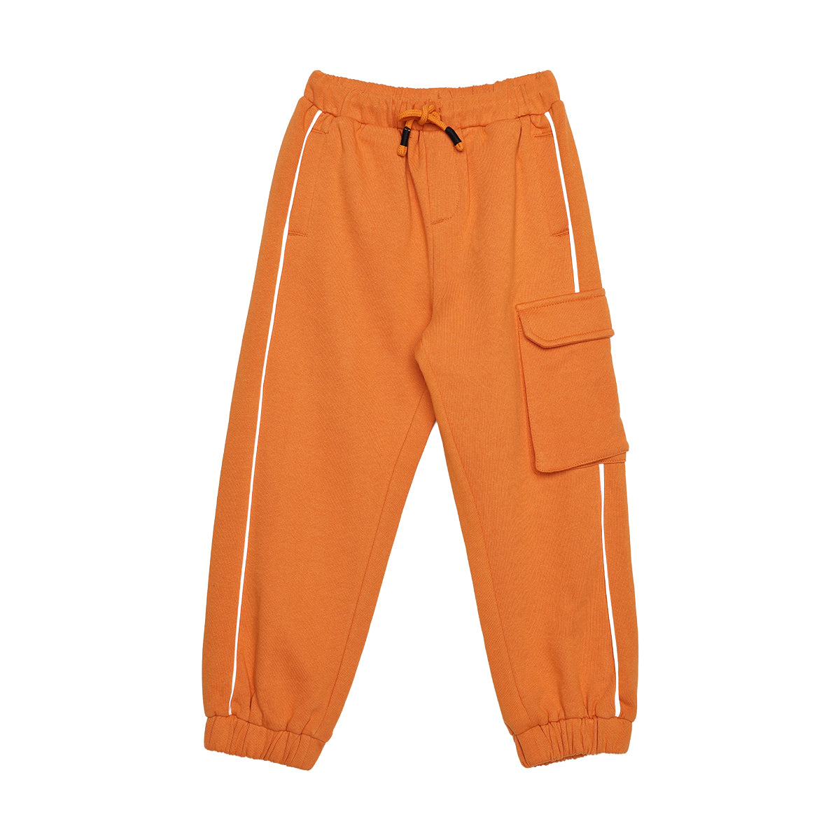 Boys Orange Cotton Cargo Jogger Pants Regular Fit Casual Kids Bottoms