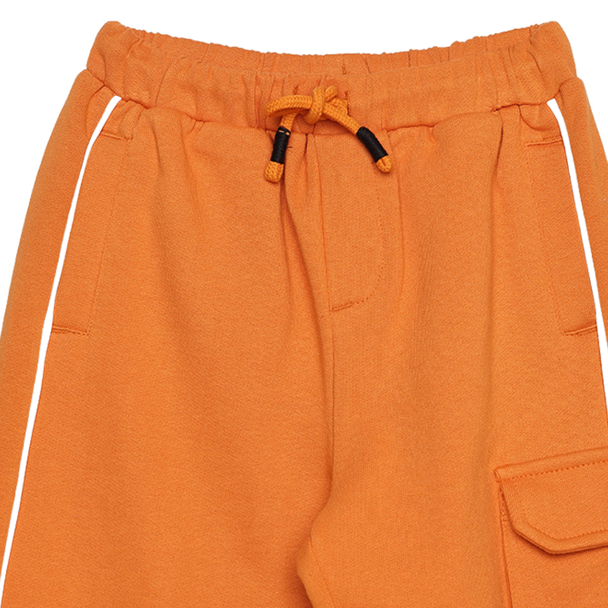 Boys Orange Cotton Cargo Jogger Pants Regular Fit Casual Kids Bottoms