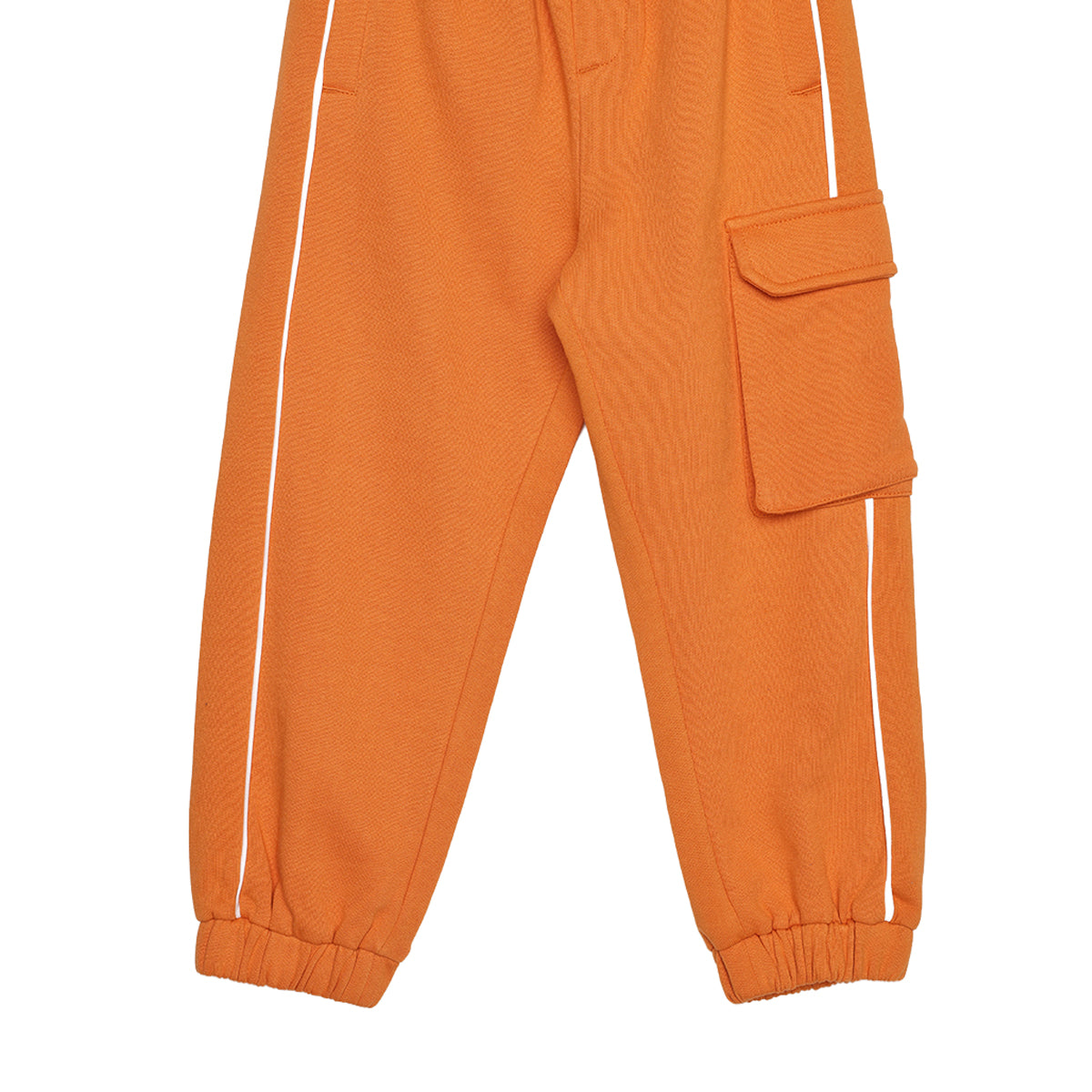 Boys Orange Cotton Cargo Jogger Pants Regular Fit Casual Kids Bottoms
