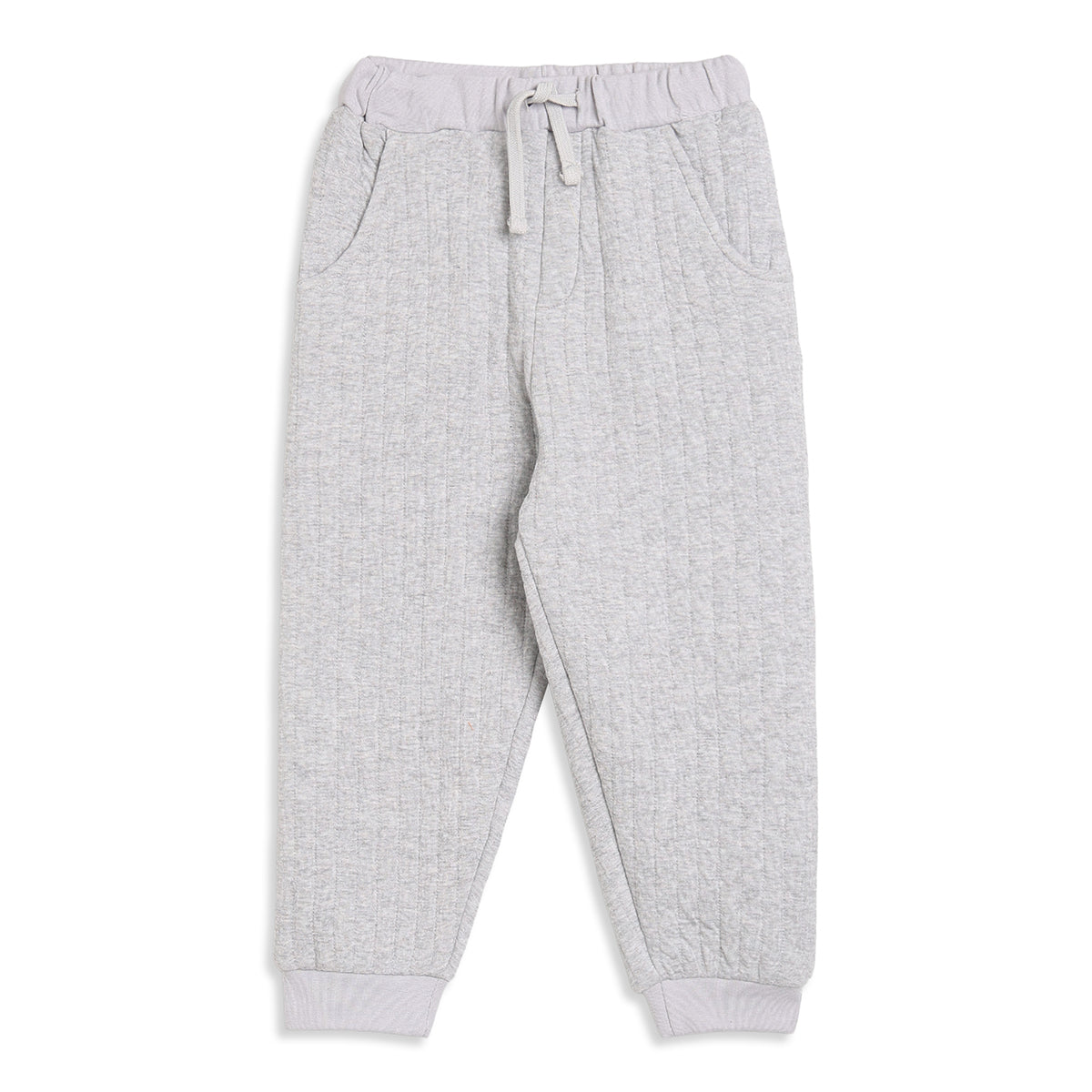 Boys Light Grey Textured Joggers Regular Fit Casual Wear