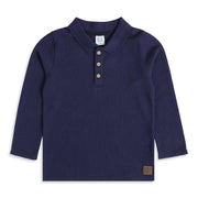Boys Navy Blue Cotton Polo T-Shirt Regular Fit Casual Kids T-Shirt