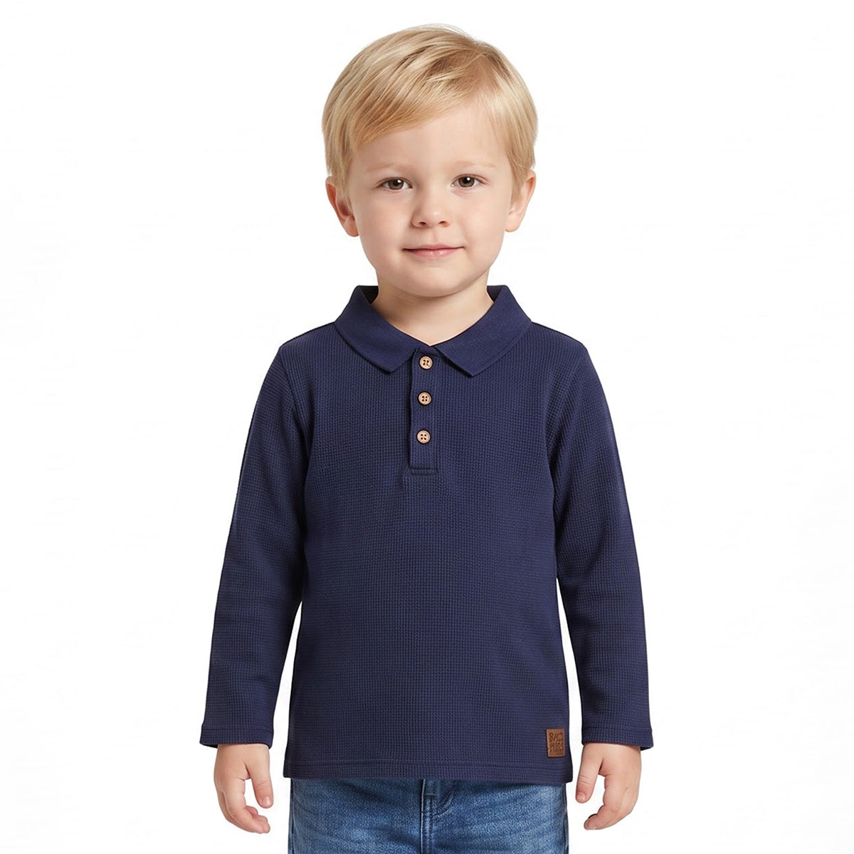 Boys Navy Blue Cotton Polo T-Shirt Regular Fit Casual Kids T-Shirt