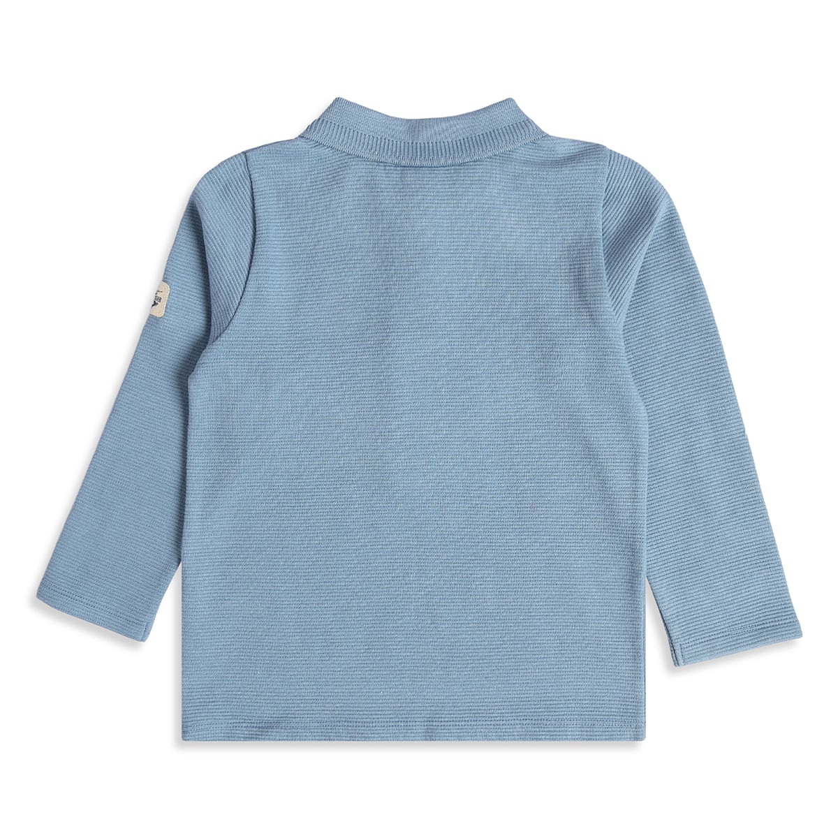 Baby Boys Blue Cotton Blend Textured Zip Polo T-Shirt Regular Fit Casual Wear