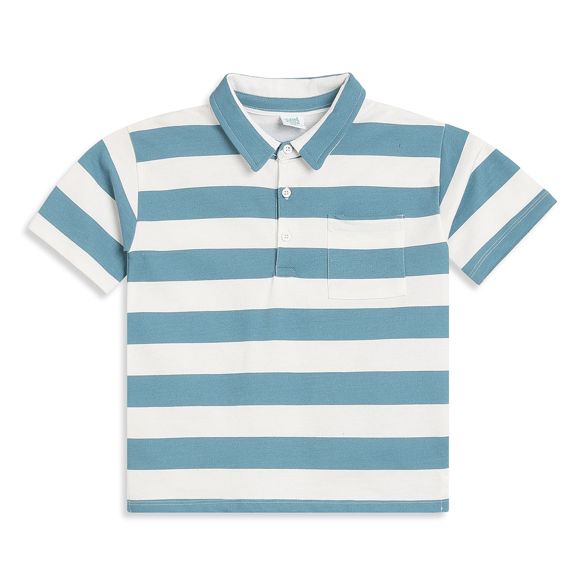 Boys Blue and White Striped Polo T-Shirt Regular Fit Casual Wear