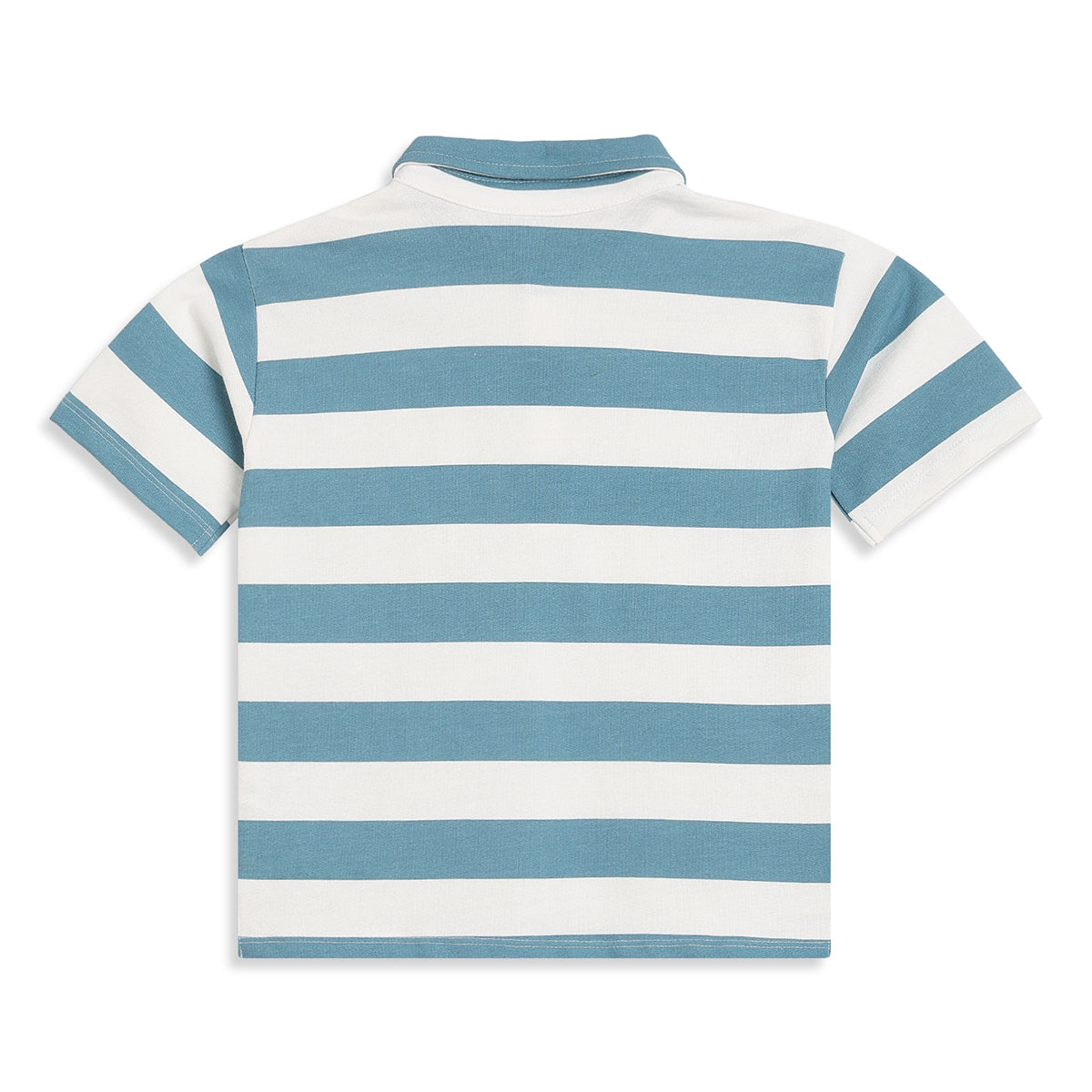 Boys Blue and White Striped Polo T-Shirt Regular Fit Casual Wear