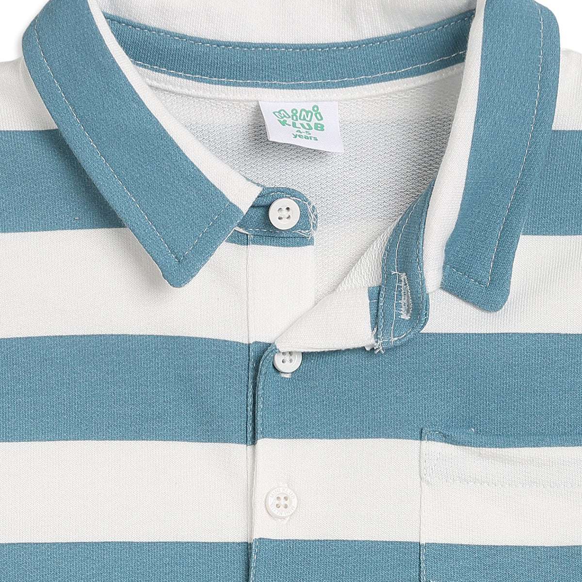 Boys Blue and White Striped Polo T-Shirt Regular Fit Casual Wear