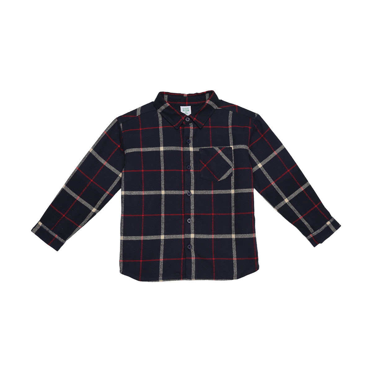 Boys Navy Blue Red and Beige Cotton Checked Shirt Regular Fit Casual Kids Shirt