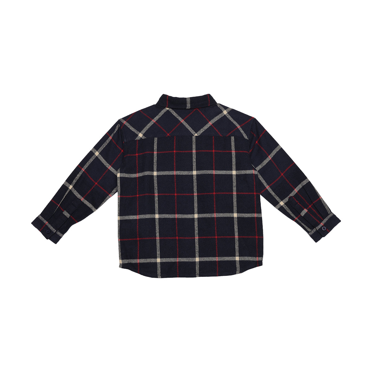 Boys Navy Blue Red and Beige Cotton Checked Shirt Regular Fit Casual Kids Shirt