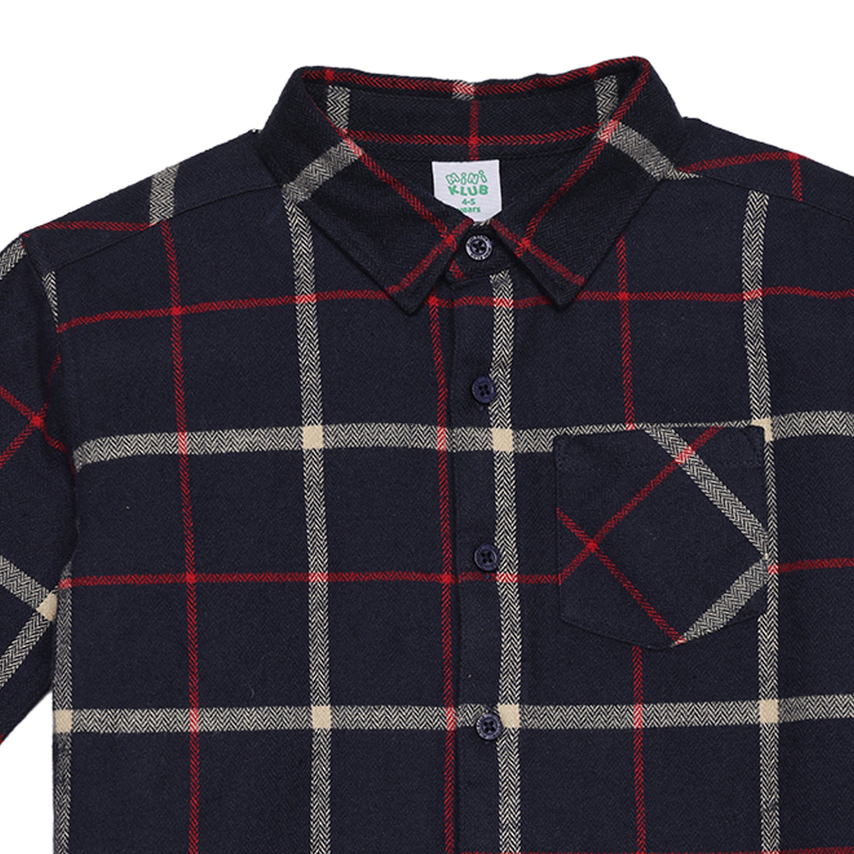Boys Navy Blue Red and Beige Cotton Checked Shirt Regular Fit Casual Kids Shirt