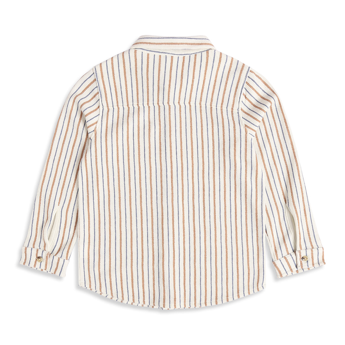 Boys Off White Brown and Blue Cotton Striped Shirt Regular Fit Casual Kids Shirt
