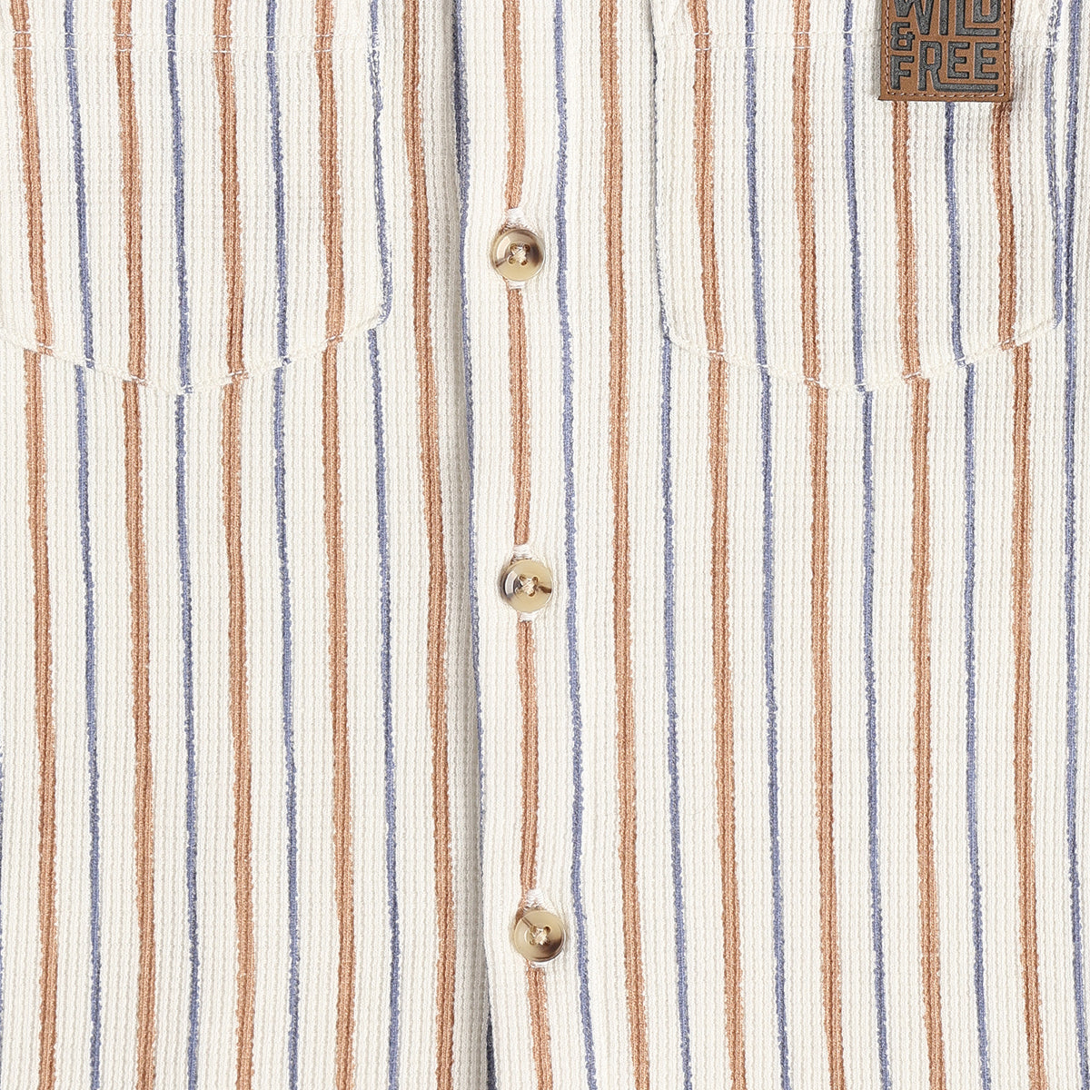 Boys Off White Brown and Blue Cotton Striped Shirt Regular Fit Casual Kids Shirt