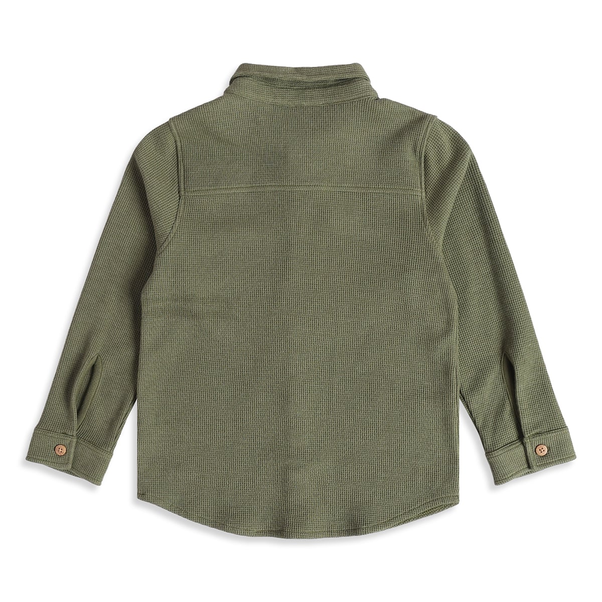 Boys Olive Green Cotton Textured Shirt Full Sleeve Casual Wear