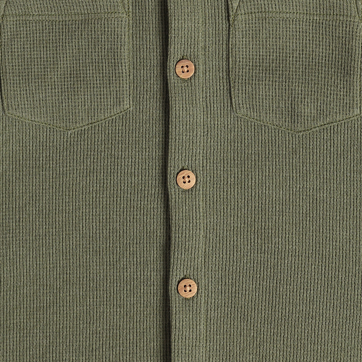 Boys Olive Green Cotton Textured Shirt Full Sleeve Casual Wear