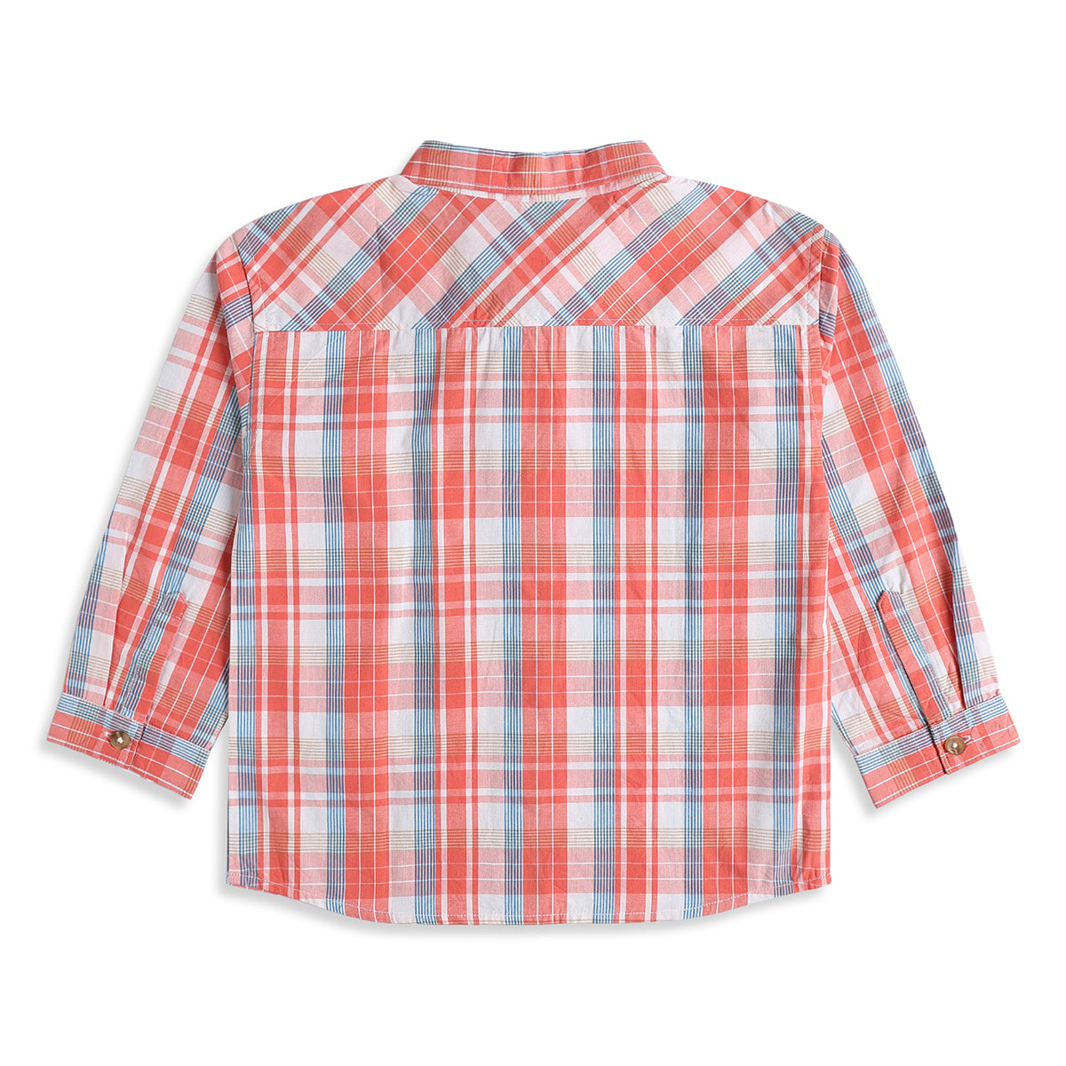 Boys Red and Blue Cotton Checked Full Sleeve Shirt Casual Everyday Wear