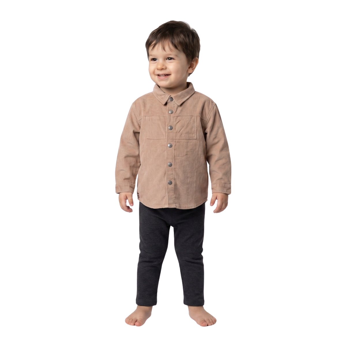 Boys Beige Cotton Corduroy Shirt Regular Fit Casual Kids Shirt