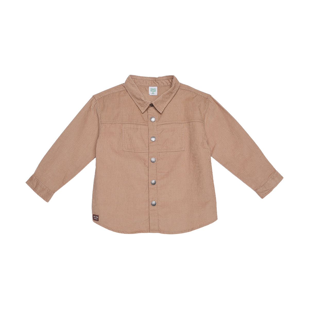 Boys Beige Cotton Corduroy Shirt Regular Fit Casual Kids Shirt