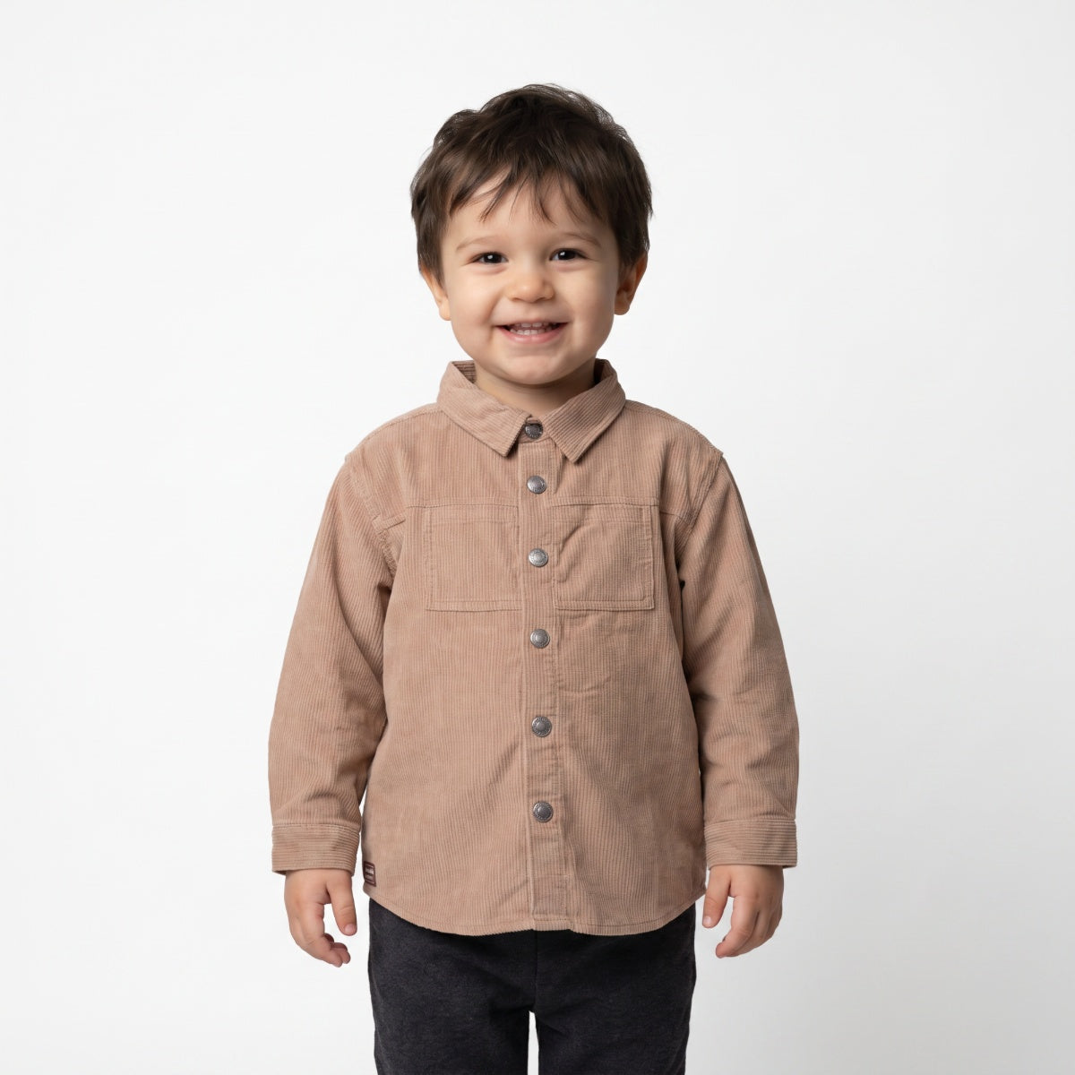 Boys Beige Cotton Corduroy Shirt Regular Fit Casual Kids Shirt