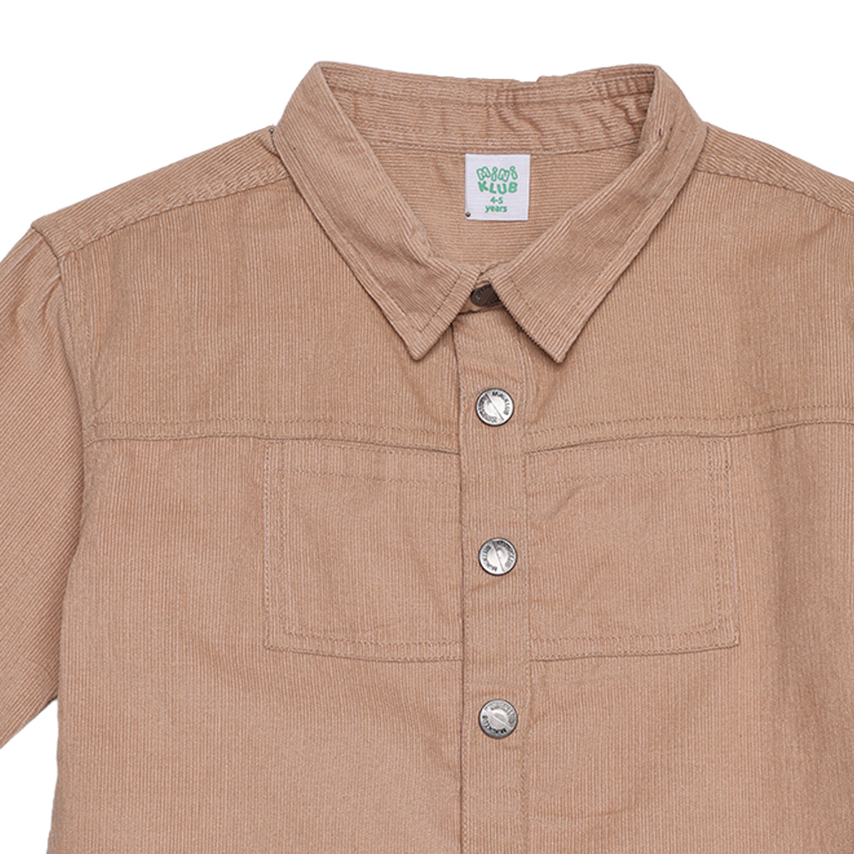 Boys Beige Cotton Corduroy Shirt Regular Fit Casual Kids Shirt