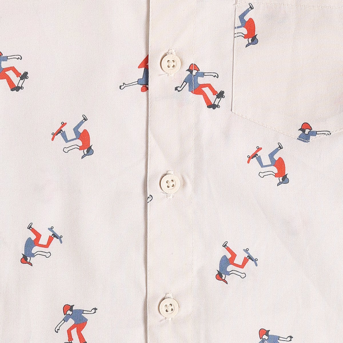 Baby Boys Off-White Cotton Skateboarder Printed Shirt Regular Fit Casual Wear
