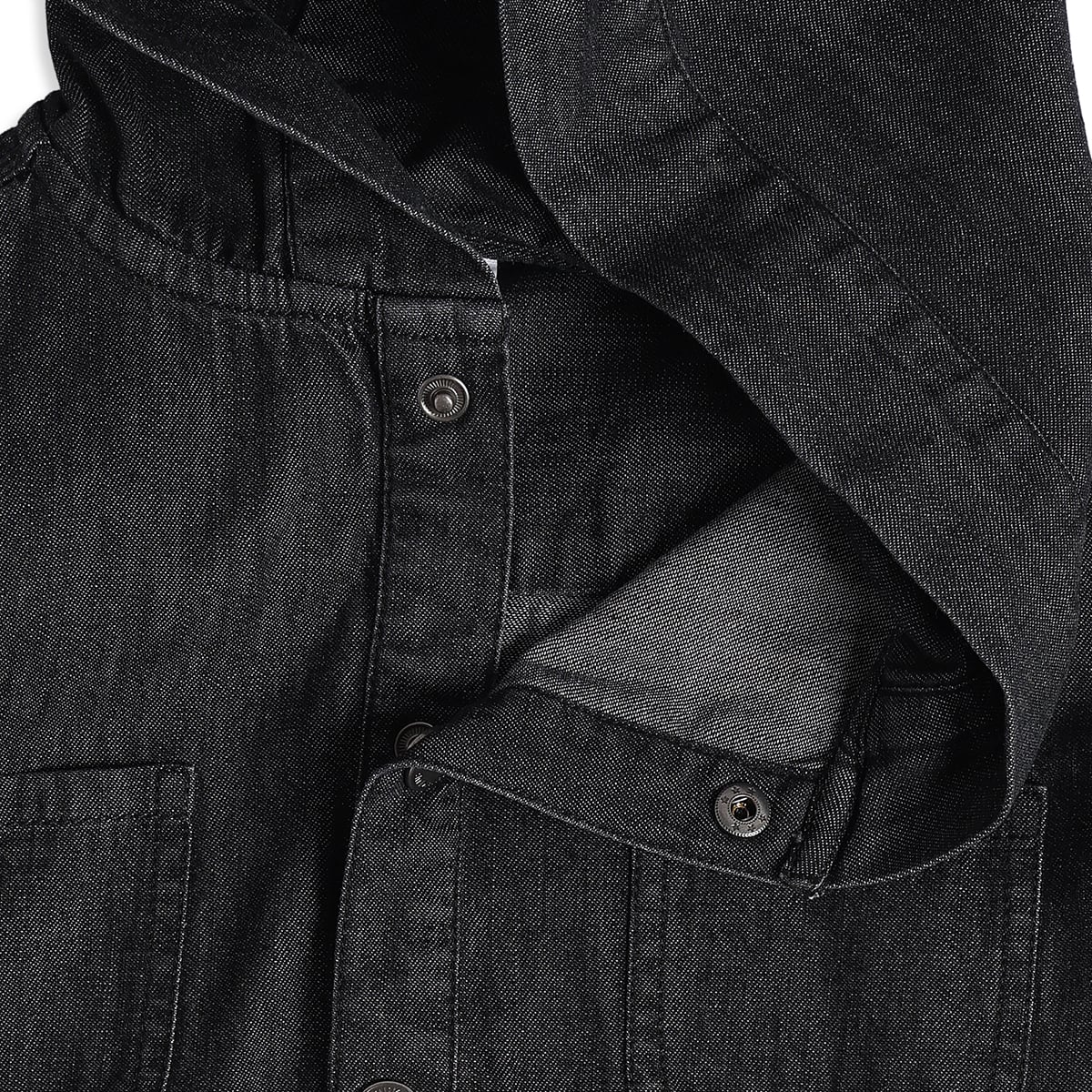 Baby Boys Black Cotton Blend Hooded Denim Shirt Regular Fit Casual Wear