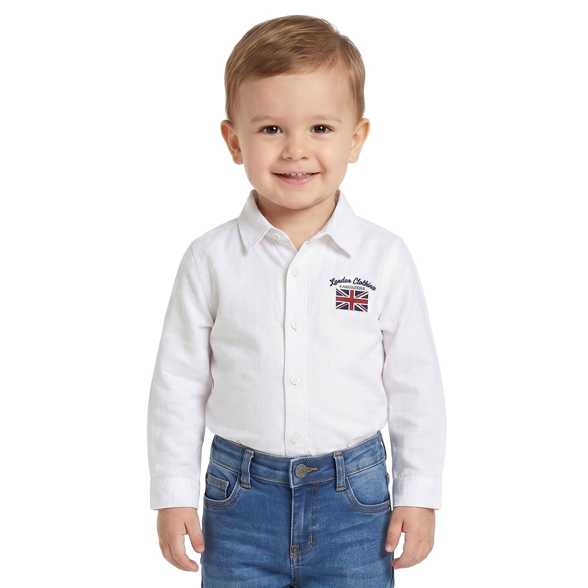 Boys White Cotton Oxford Shirt Regular Fit Casual Wear