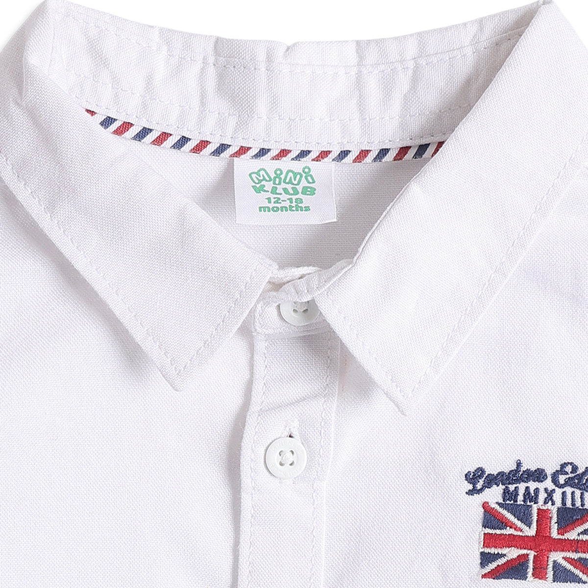 Boys White Cotton Oxford Shirt Regular Fit Casual Wear