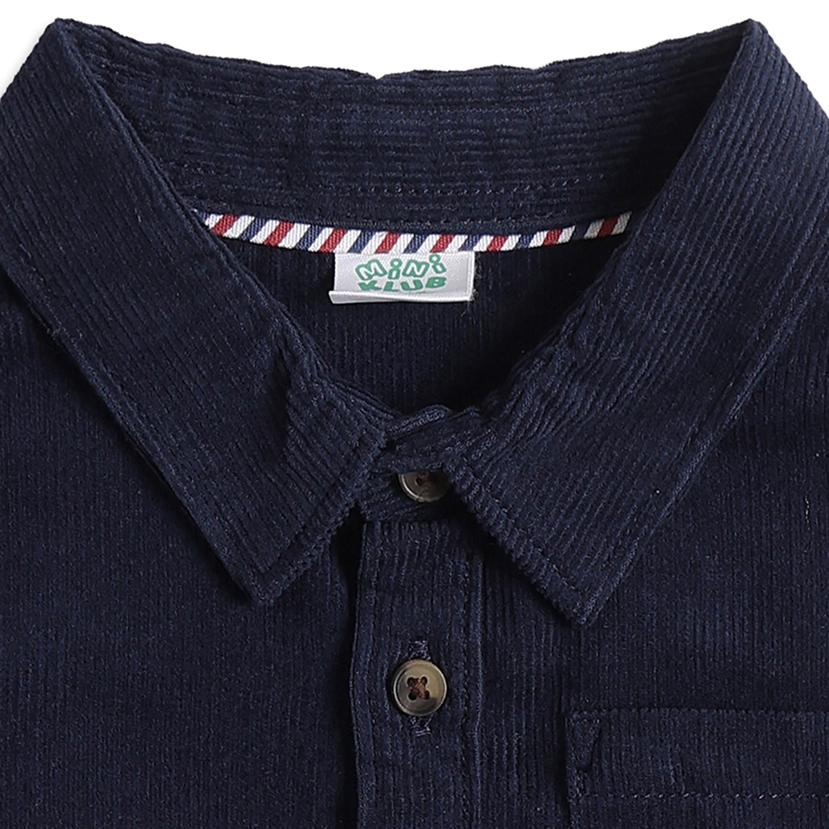 Boys Navy Cotton Corduroy Shirt Regular Fit Casual Wear