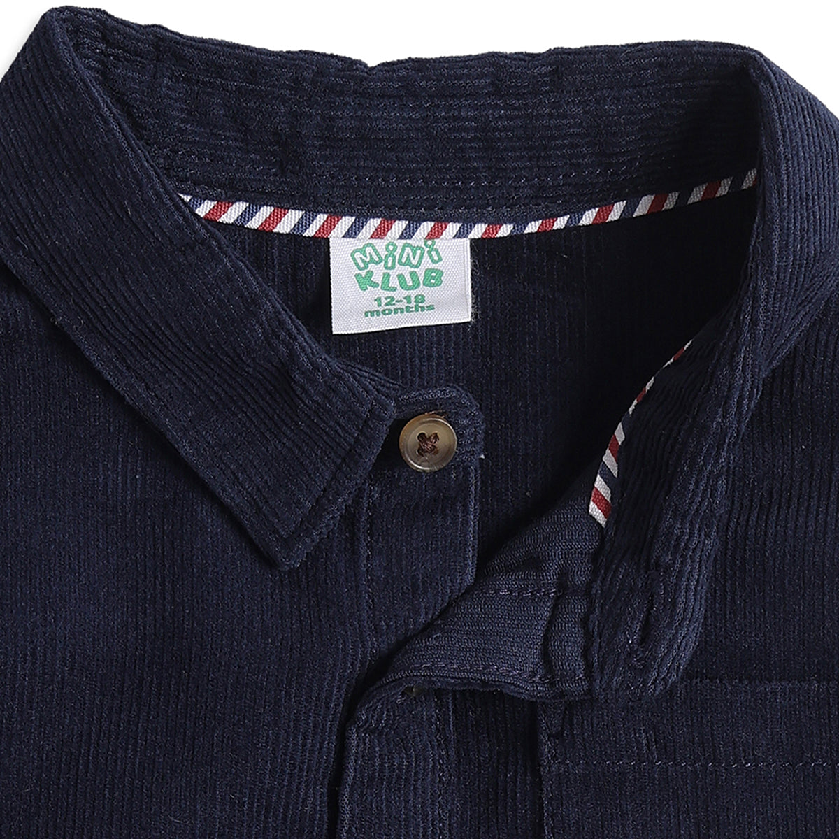Boys Navy Cotton Corduroy Shirt Regular Fit Casual Wear